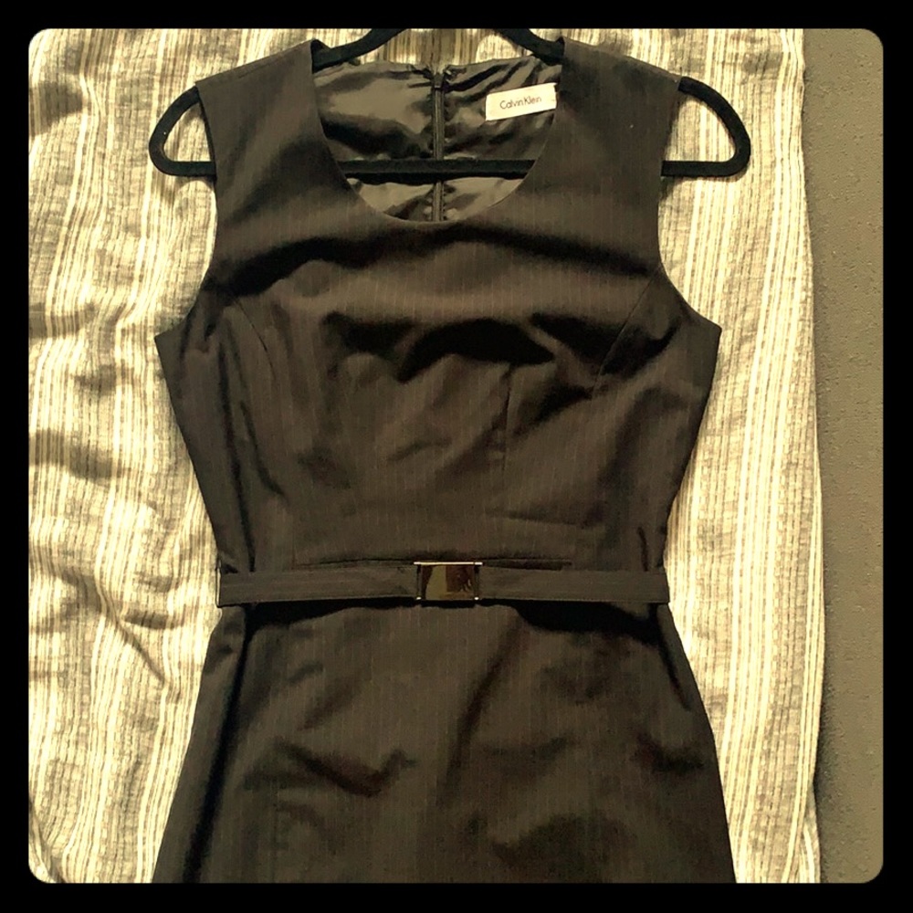 Pin-striped sleeveless dress